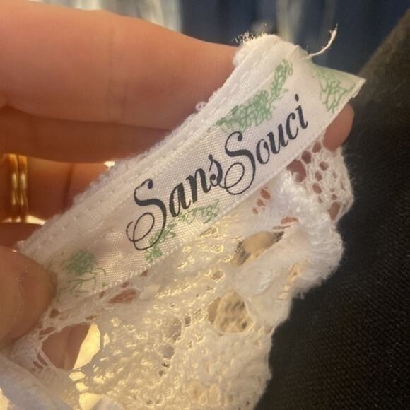 White Open Knit Short Sleeve Crew Neck Blouse Top S/M - Picture 5 of 5